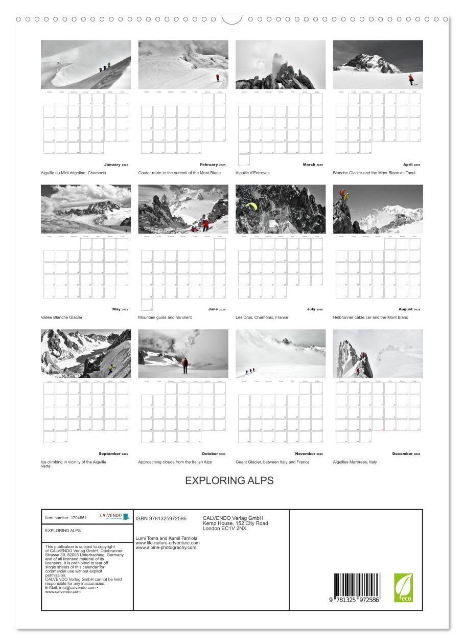 EXPLORING ALPS (hochwertiger Premium Wandkalender 2025 DIN A2 hoch), Kunstdruck in Hochglanz Books