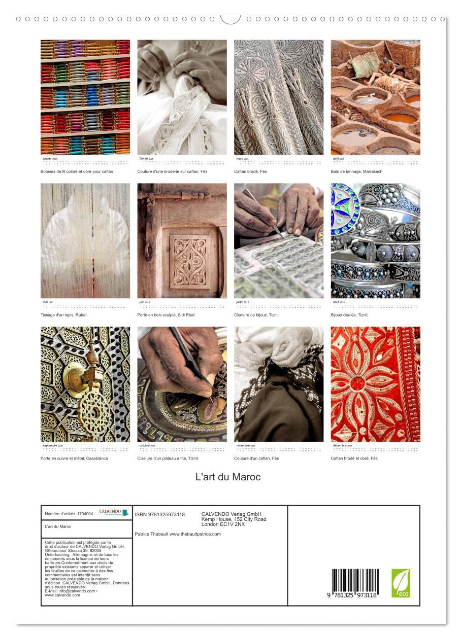 L'art du Maroc (hochwertiger Premium Wandkalender 2025 DIN A2 hoch), Kunstdruck in Hochglanz Books
