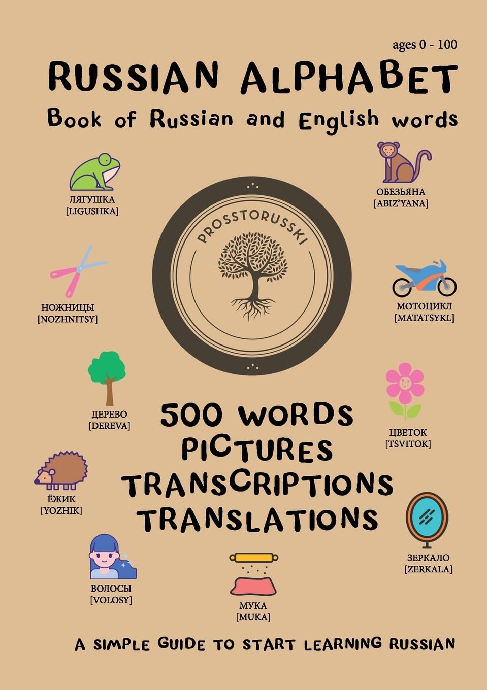 Russian Alphabet. Book of Russian and English words. Foreign Languages ​​& Dictionaries