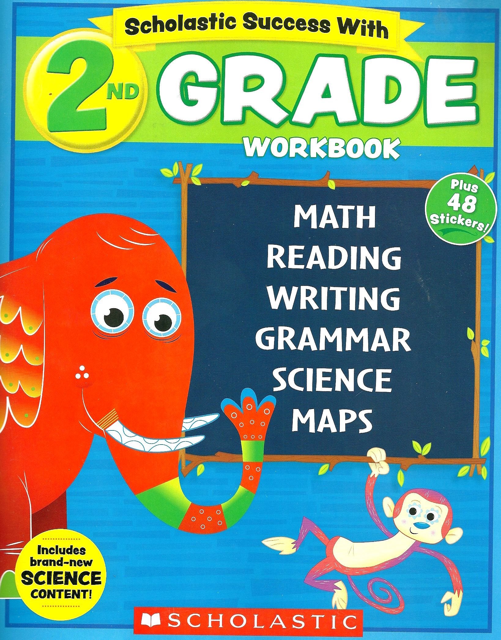 NEW 2018 Edition Scholastic - 2nd Grade Workbook with Motivational Stickers Books