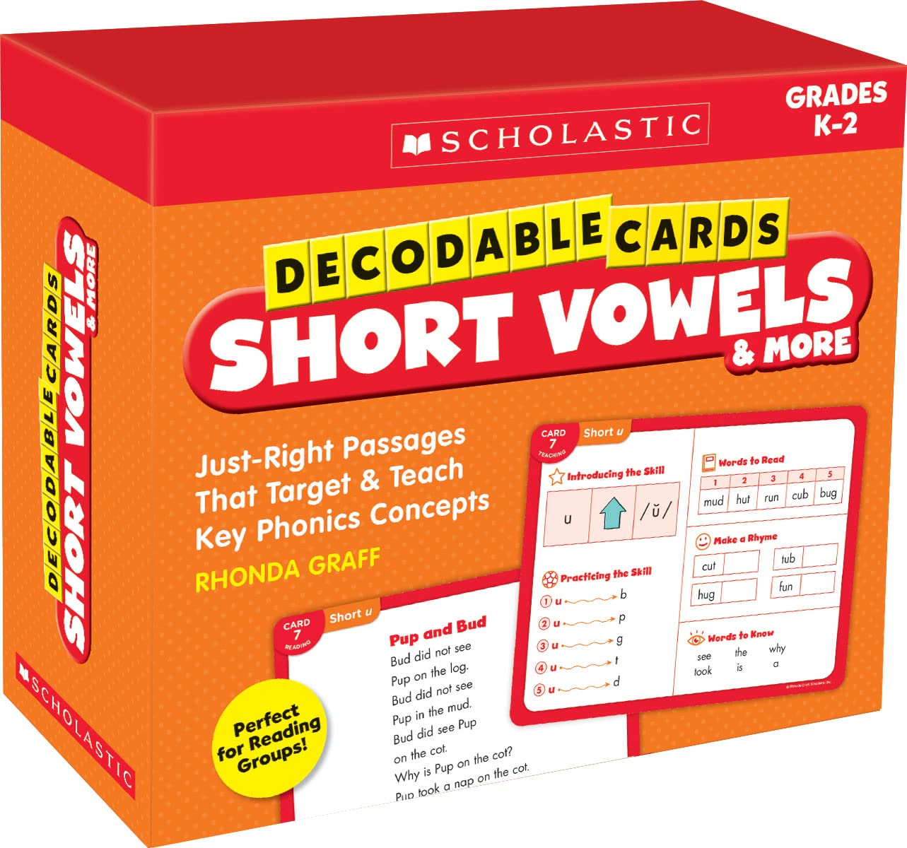 Decodable Cards - Short Vowels & More: Just-Right Passages That Target & Teach Key Phonics Concepts, Grades K-2 Study Guides