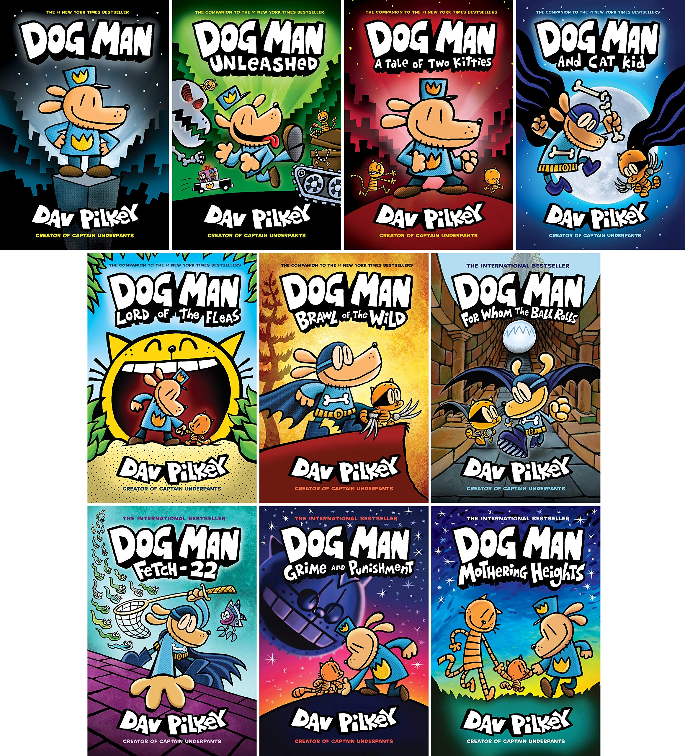 Dog Man Books Series Set 1-10 Books