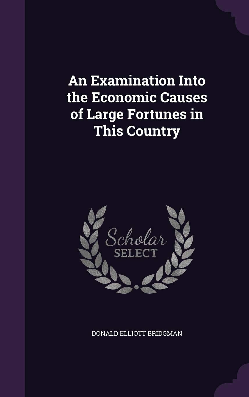 An Examination Into the Economic Causes of Large Fortunes in This Country Politics & History