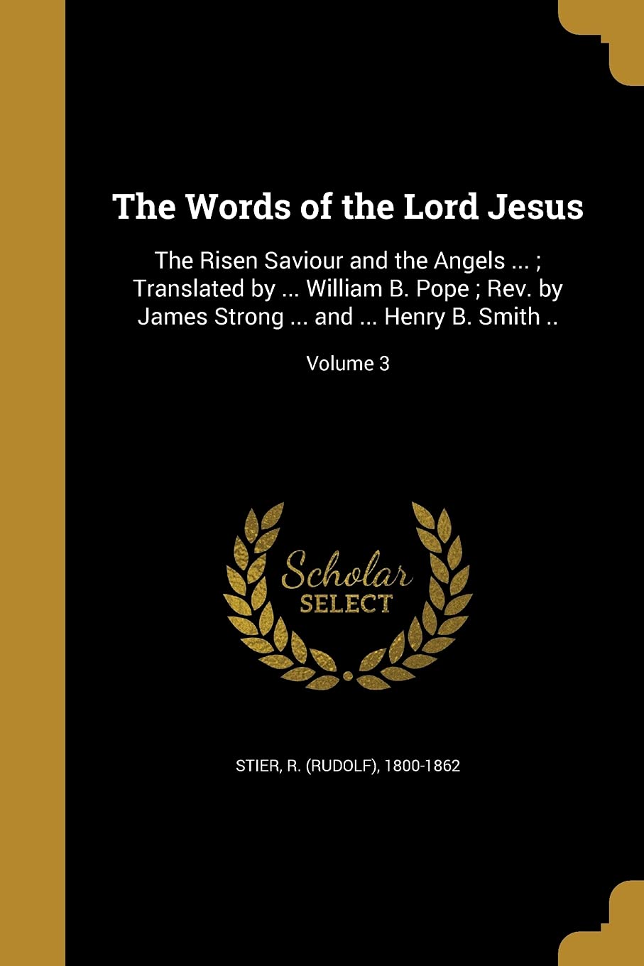 WORDS OF THE LORD JESUS: The Risen Saviour and the Angels ...; Translated by ... William B. Pope; Rev. by James Strong ... and ... Henry B. Smith ..; Volume 3 Social Sciences