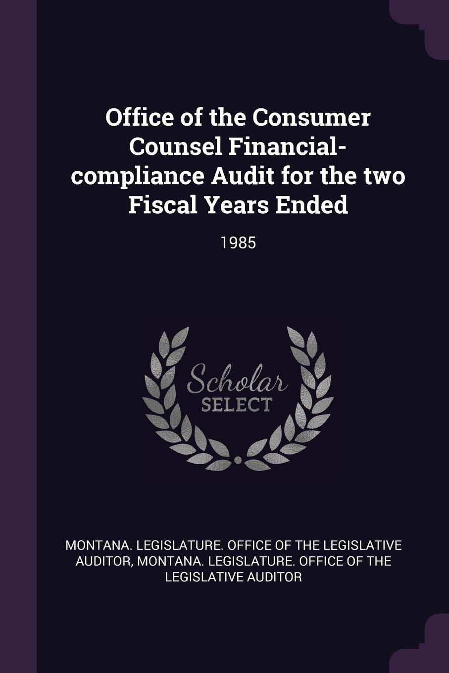 Office of the Consumer Counsel Financial-compliance Audit for the two Fiscal Years Ended: 1985 Politics & History