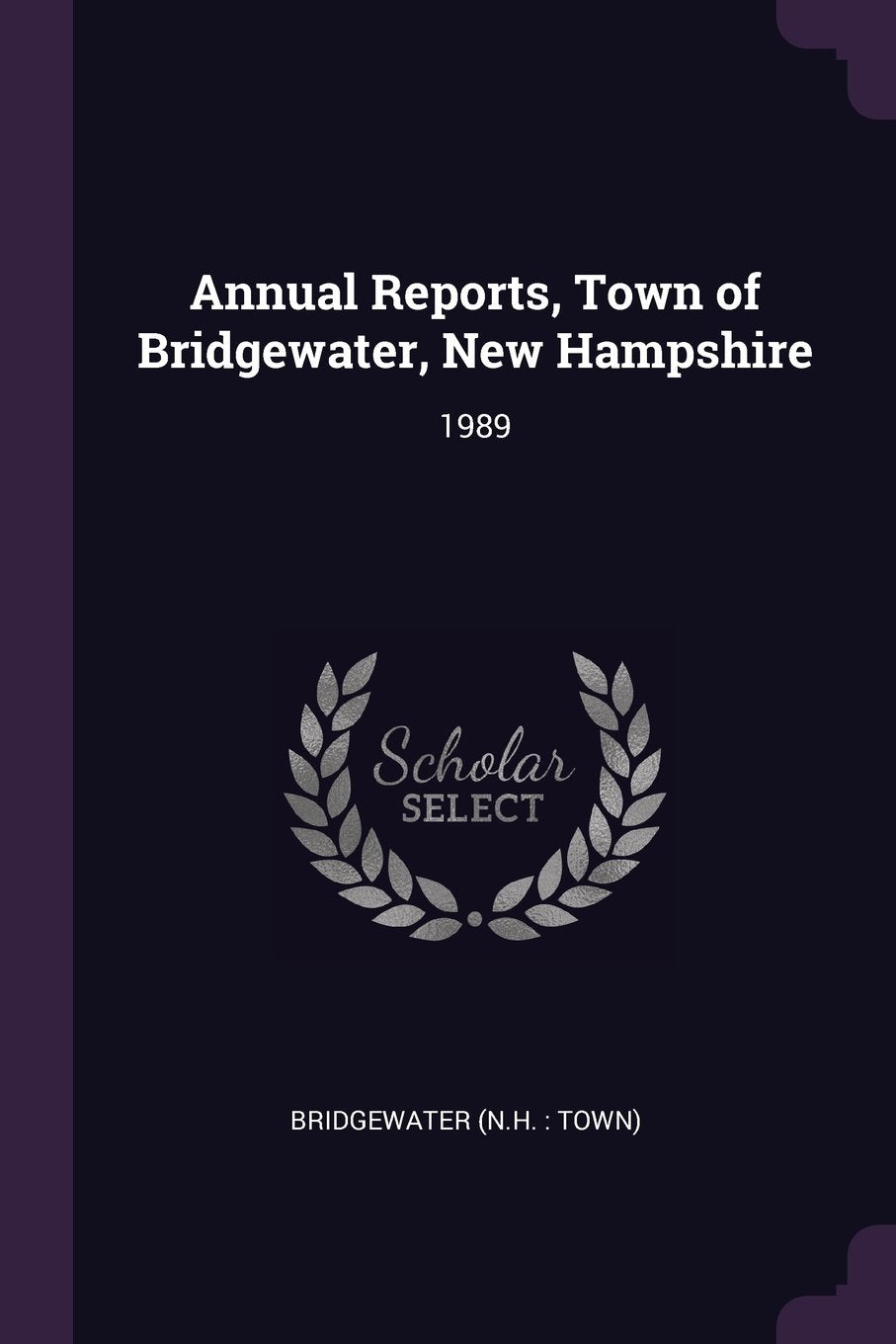 ANNUAL REPORTS TOWN OF BRIDGEW: 1989 Books