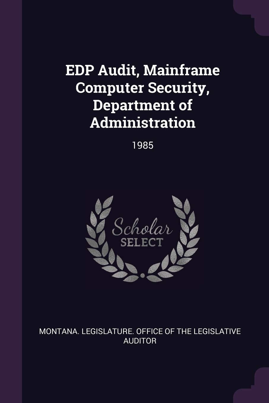 EDP Audit, Mainframe Computer Security, Department of Administration: 1985 Politics & History