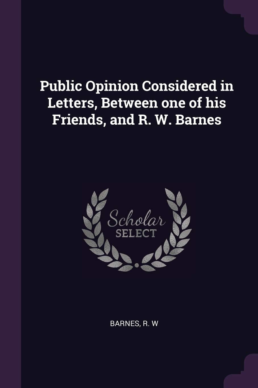 Public Opinion Considered in Letters, Between one of his Friends, and R. W. Barnes Politics & History