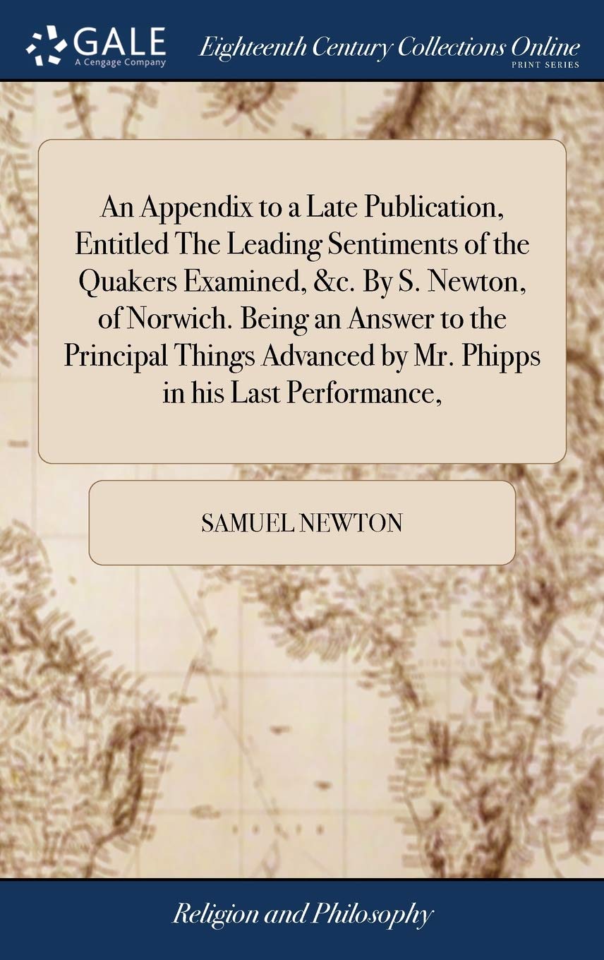 Product Image: An Appendix to a Late Publication, Entit