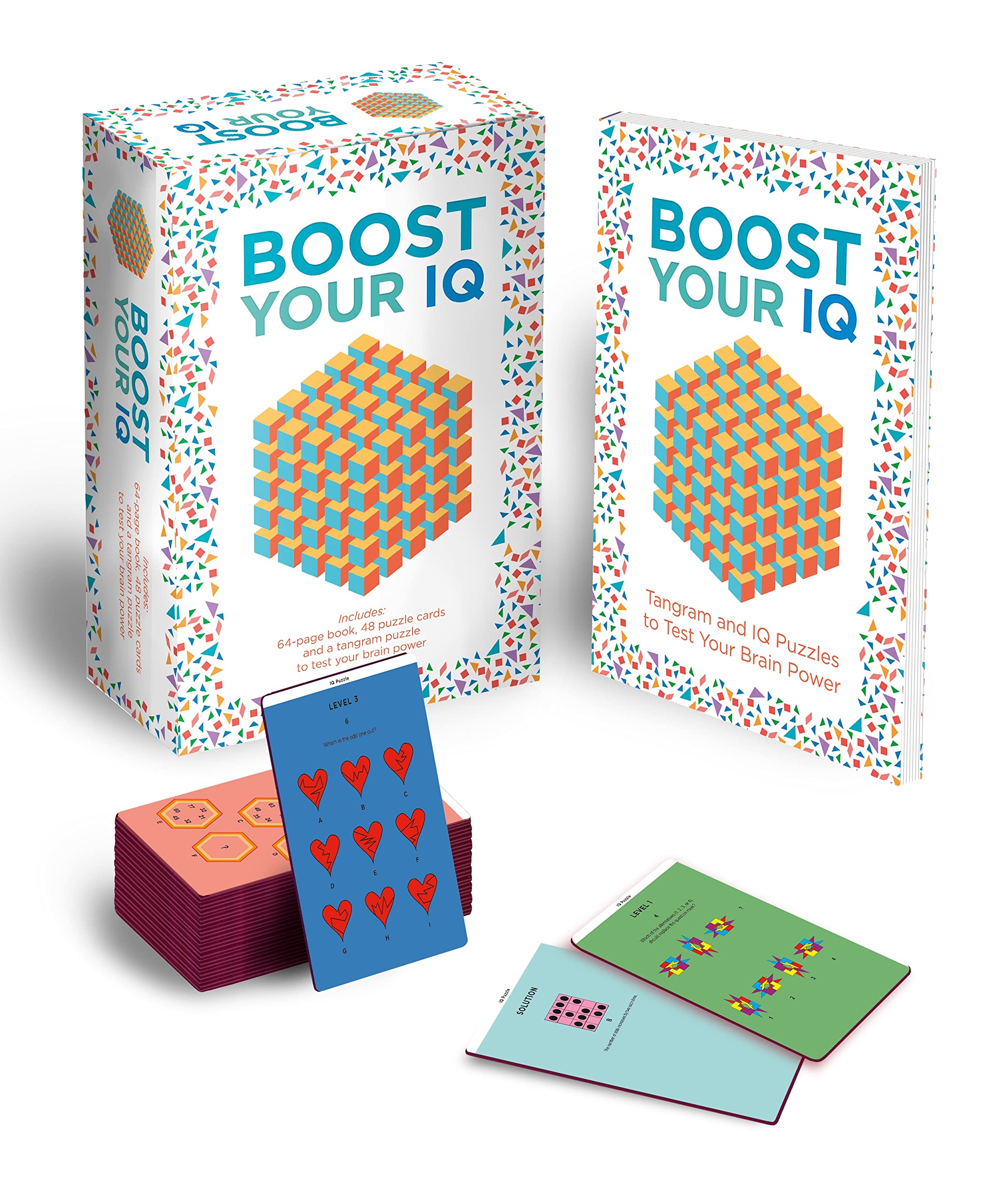 Boost Your IQ: Includes 64-page Puzzle Book, 48 Cards and a Press-Out Tangram Puzzle to Test Your Brain Power (Arcturus Leisure Kits) Leisure & Fun