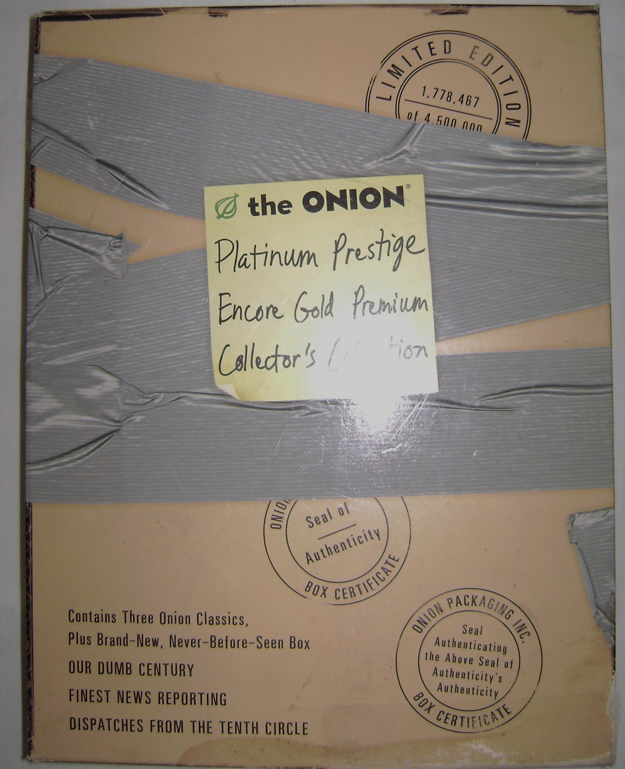 The Onion Platinum Prestige Encore Gold Premium Collector's Collection (3-Book Set: Our Dumb Century, The Onion's Finest News Reporting, Dispatches From the Tenth Circle) book