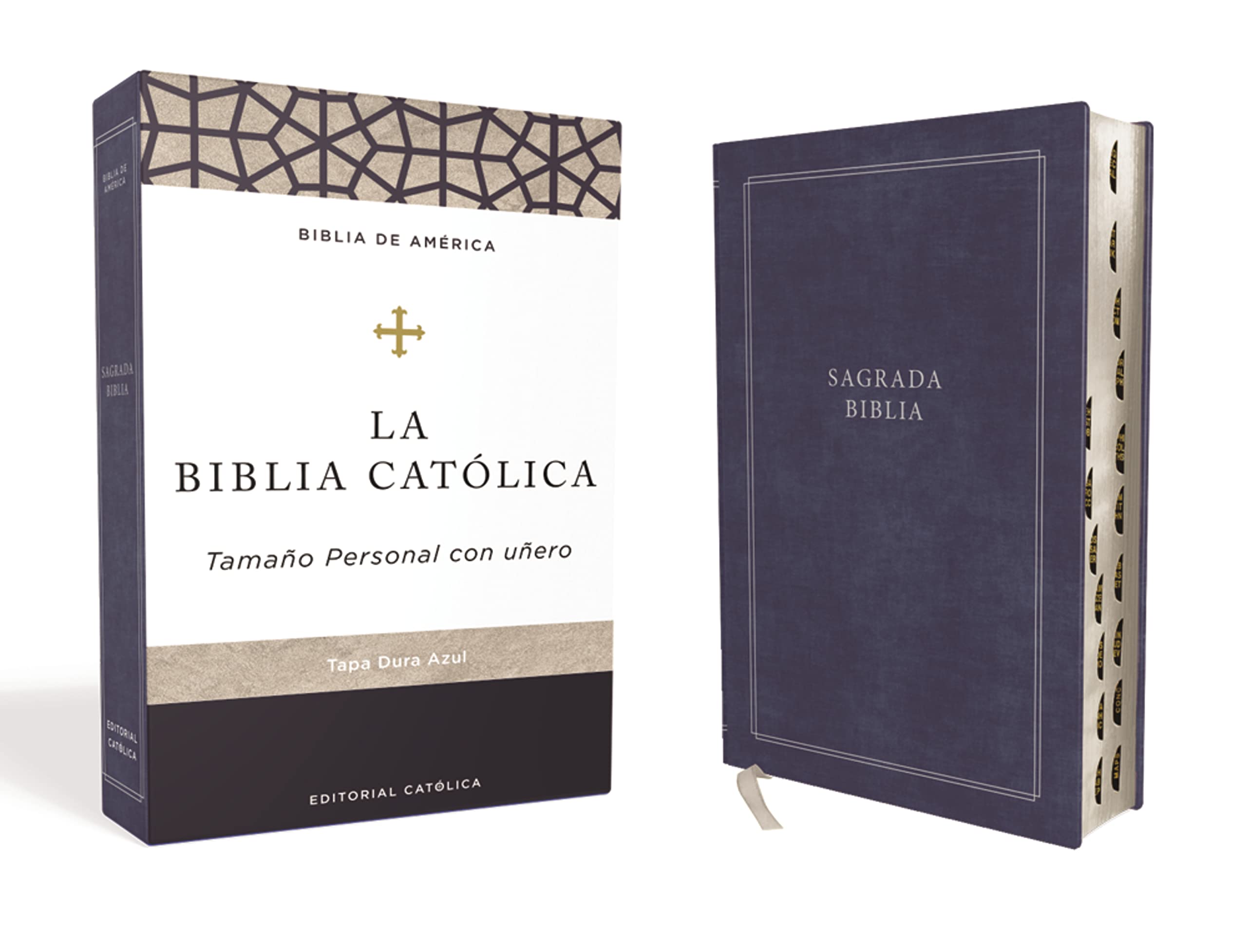 Biblia Católica, Tamaño personal,Tapa dura, Azul, con Índice, Comfort Print: Azul, Tapa Dura, Tamaño Personal Con uñero, Comfort Print Religion & Esotericism