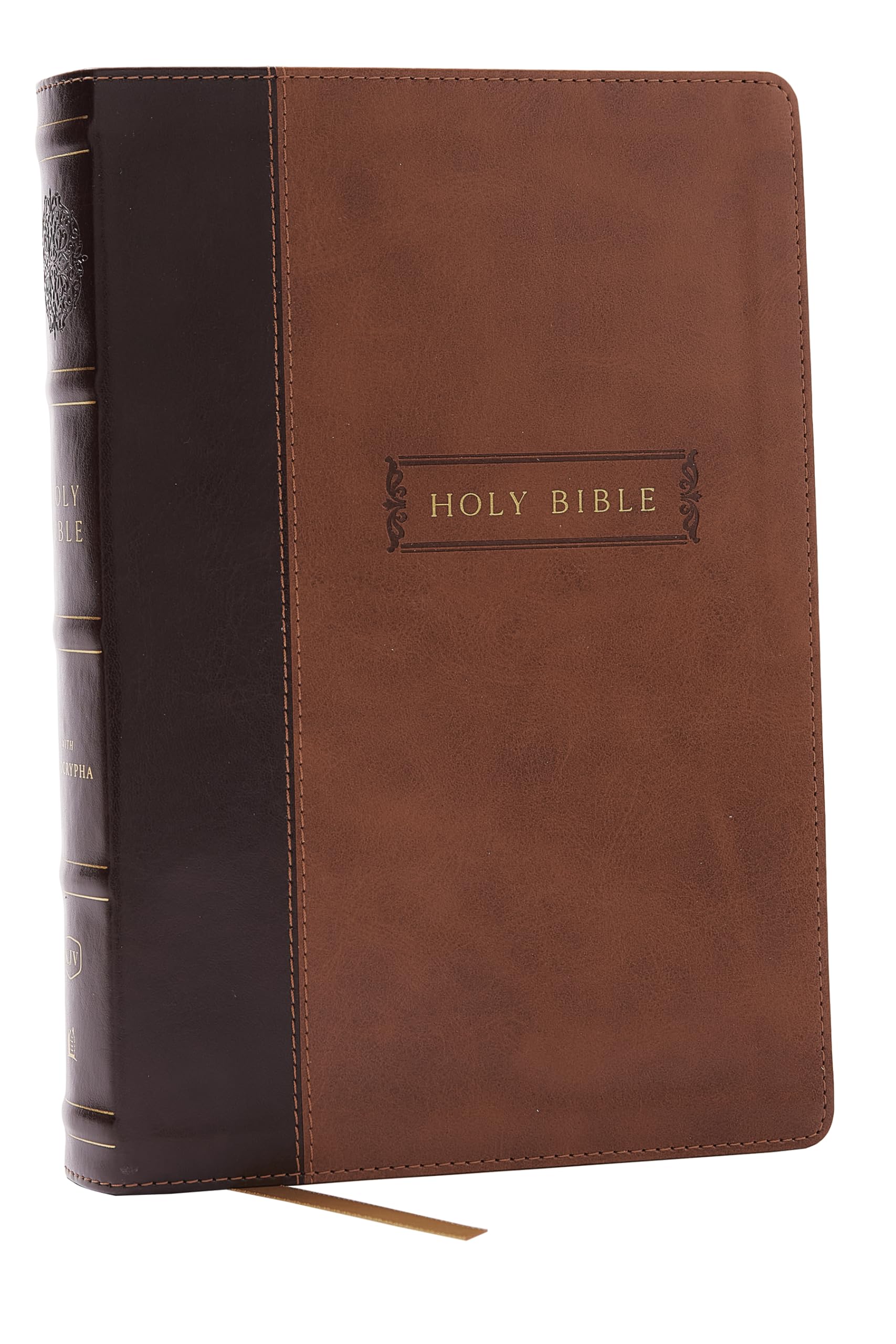 KJV Holy Bible with Apocrypha and 73,000 Center-Column Cross References, Brown Leathersoft, Red Letter, Comfort Print: King James Version Social Sciences