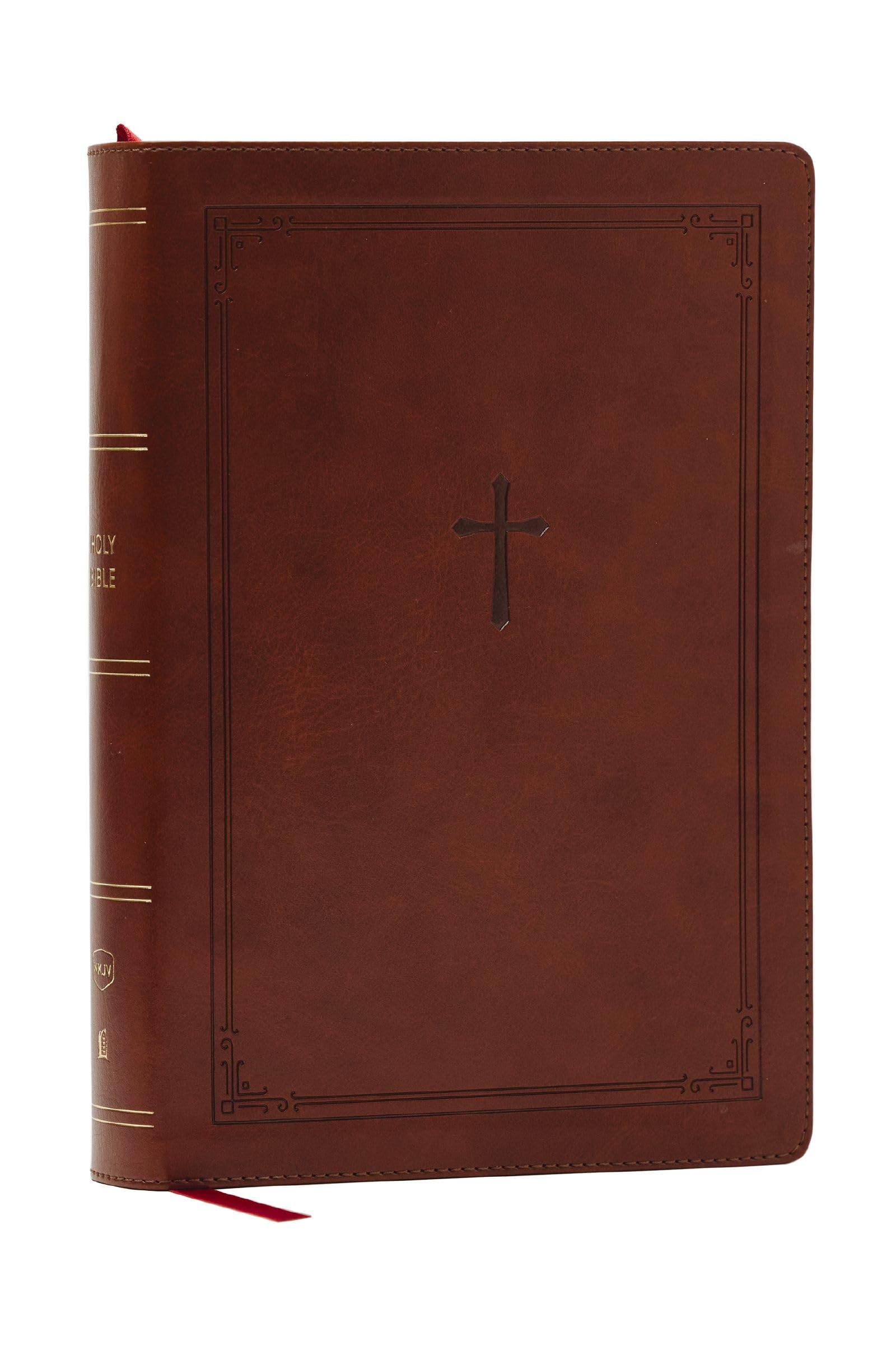 NKJV Giant Print End-of-Verse Reference Bible, Brown Leathersoft, Red Letter, Comfort Print: Holy Bible Religion & Esotericism
