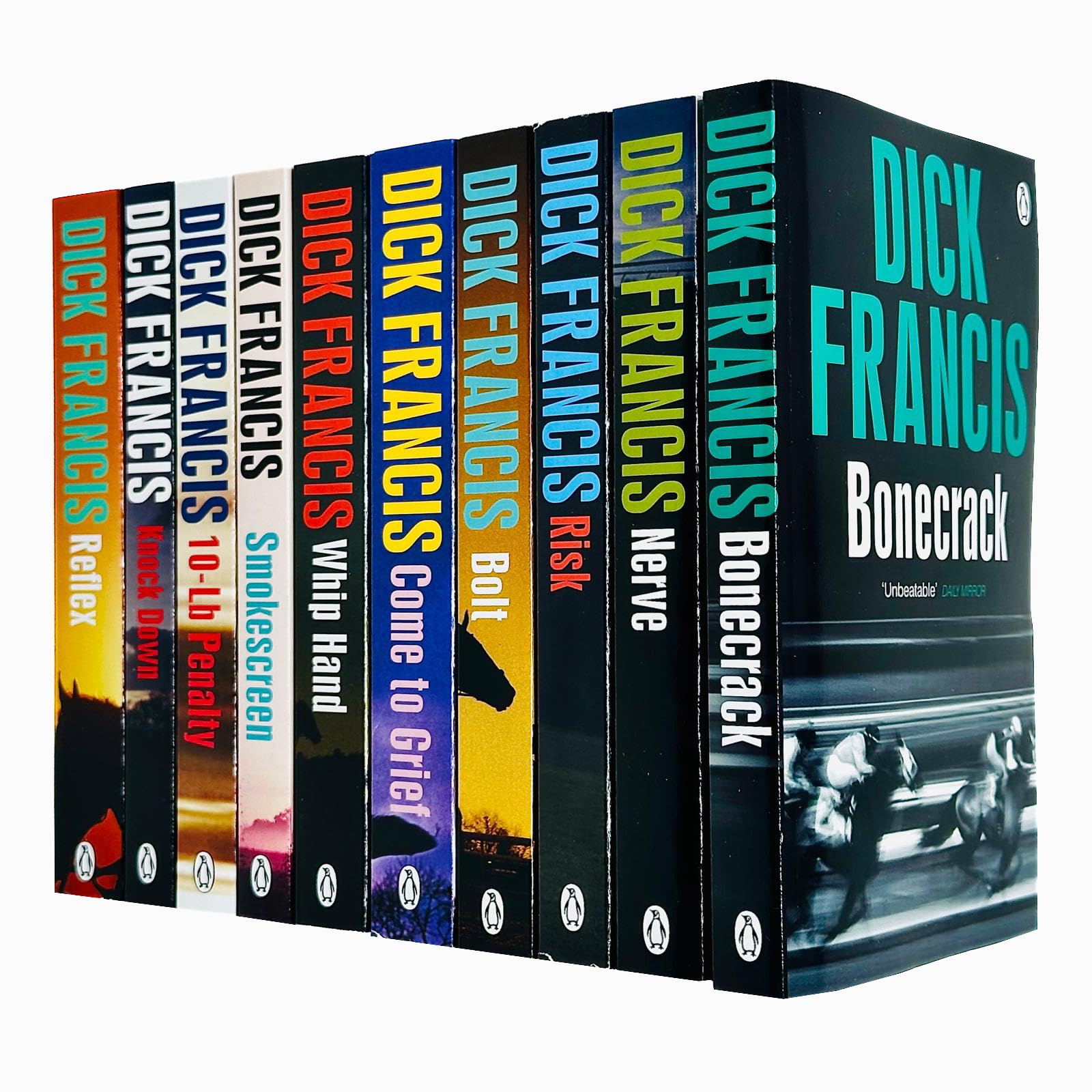 Dick Francis Thriller Collection 10-Bücher-Set (Nerve, Bonecrack, Knock Down, Come To Grief, Whip Hand, Smokescreen, Risk, Bolt, 10-Lb Penalty & Reflex) Detective & CSI