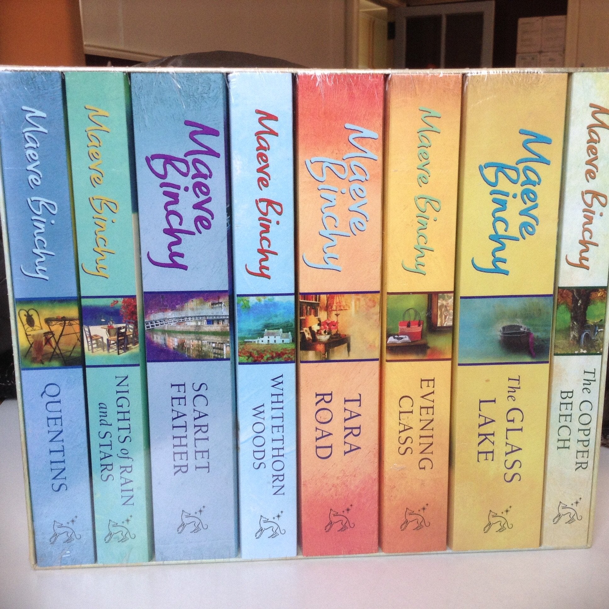 - Maeve Binchy Collection - 8 Volume Box set: The Glass Lake; Whitethorn Woods; The Copper Beech; Scarlet Feather; Tara Road; Quentins; Nights of Rain and Stars; Evening Class book