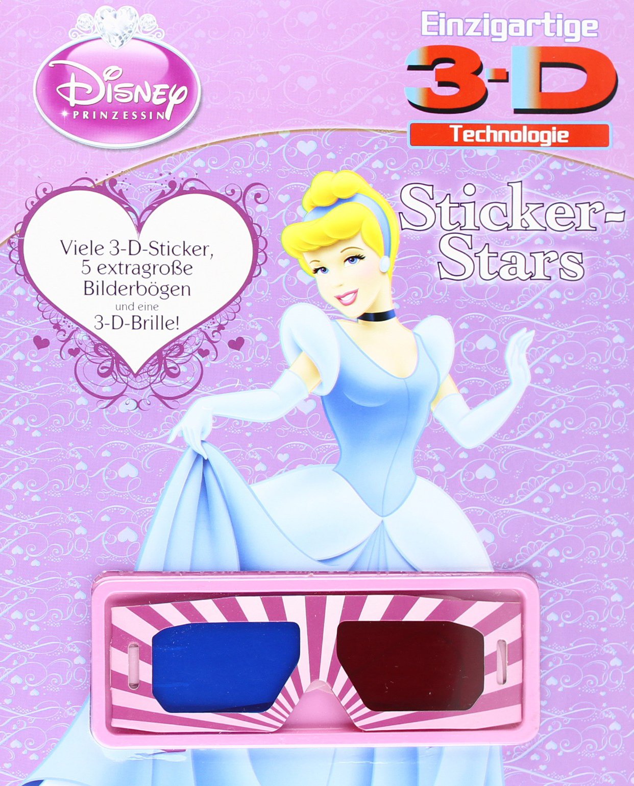 Disney: 3D Sticker Prinzessinnen 1: Viele 3-D-Sticker, 5 extragroße Bilderbögen und eine 3-D-Brille! Children's books