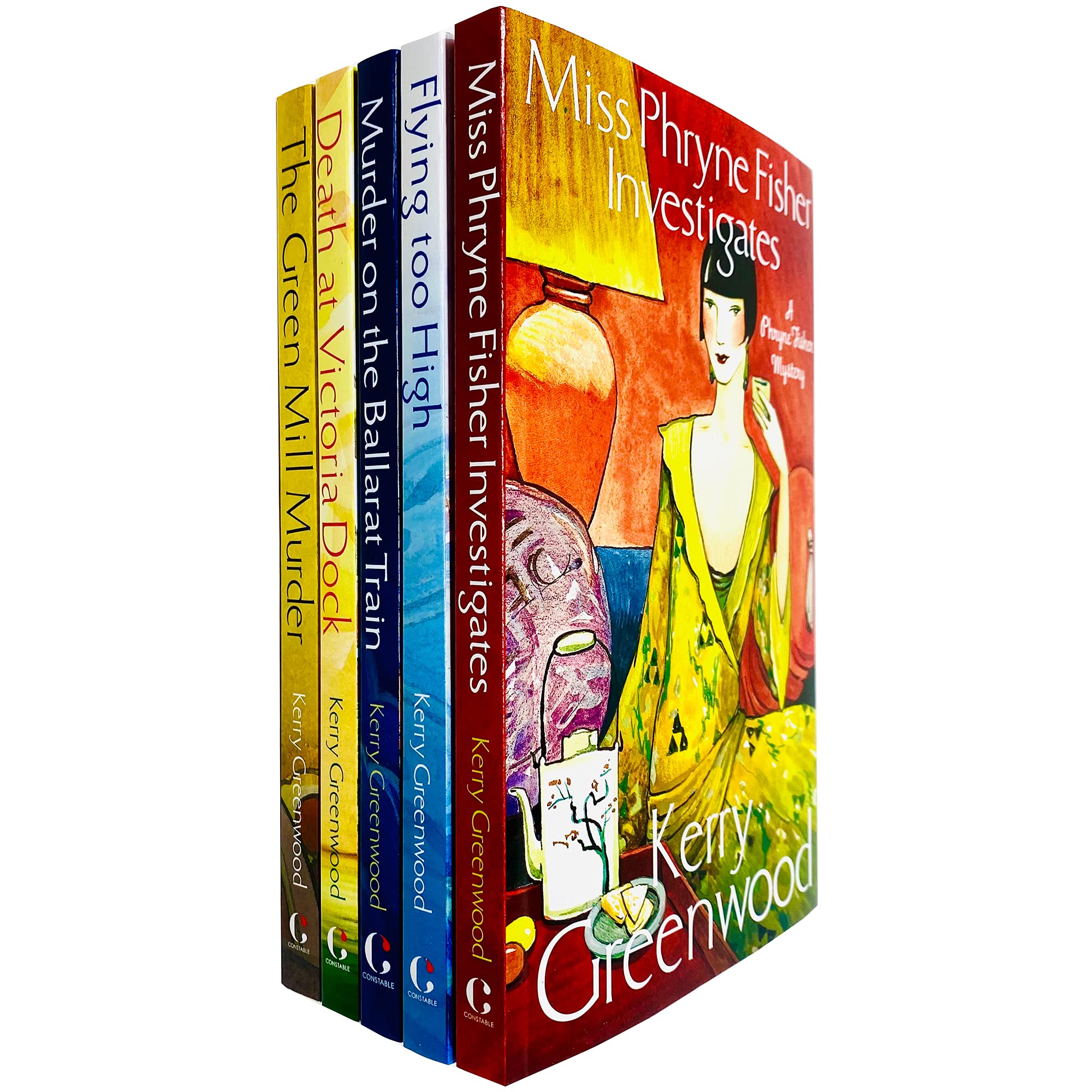 Phryne Fisher Murder Mystery Series Books 1-5 Collection Set von Kerry Greenwood (Miss Phryne Fisher Investigate, Flying Too High, Murder on the Ballarat Train, Death at Victoria Dock & Green Mill Mu Historical Fiction