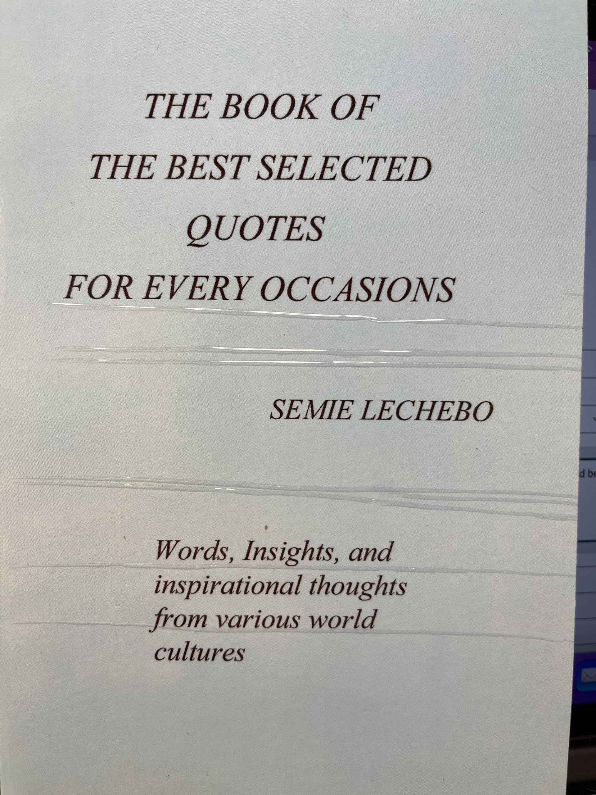 The Book of the Best Selected Quotes for Every Occasions General education