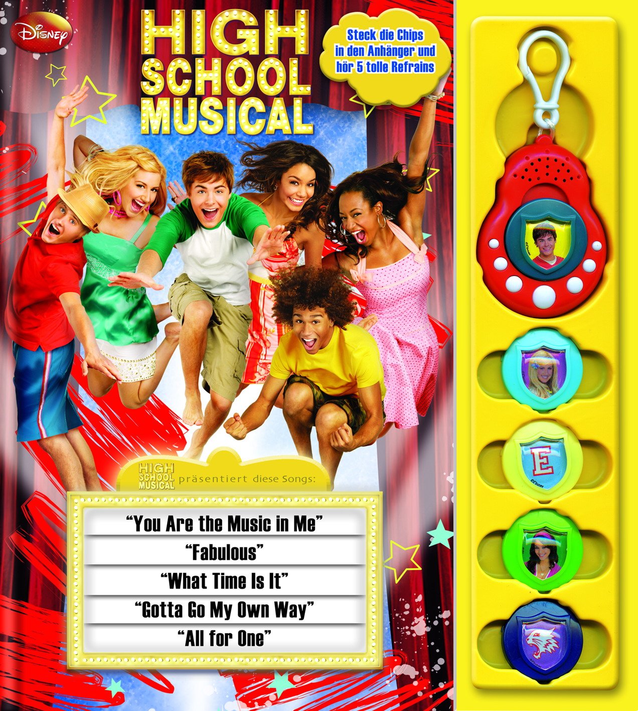 Disney Highschool Musical, Buch mit Glücksbringer und Song-Clips-Buttons book