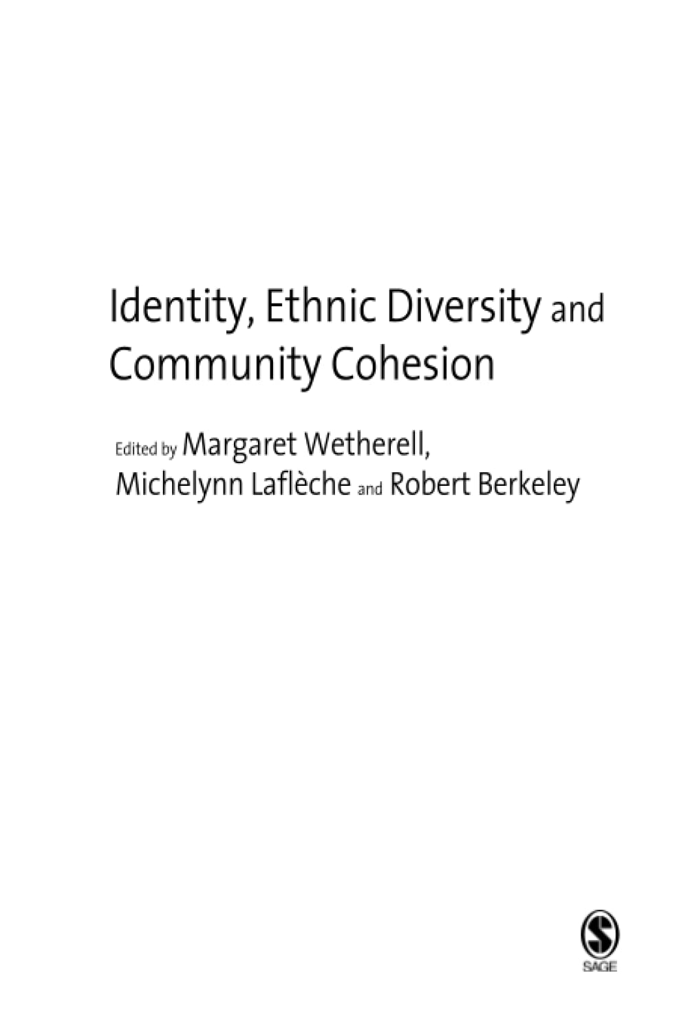 Product Image: Identity, Ethnic Diversity and Community Cohesion