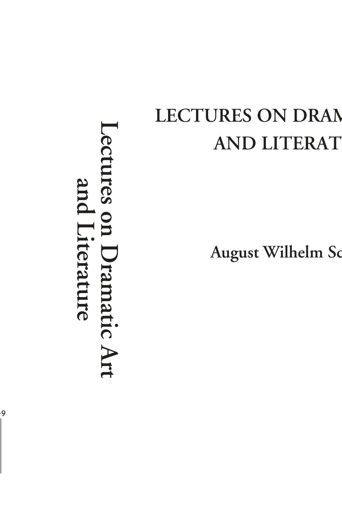 Lectures on Dramatic Art and Literature Film, Art & Culture