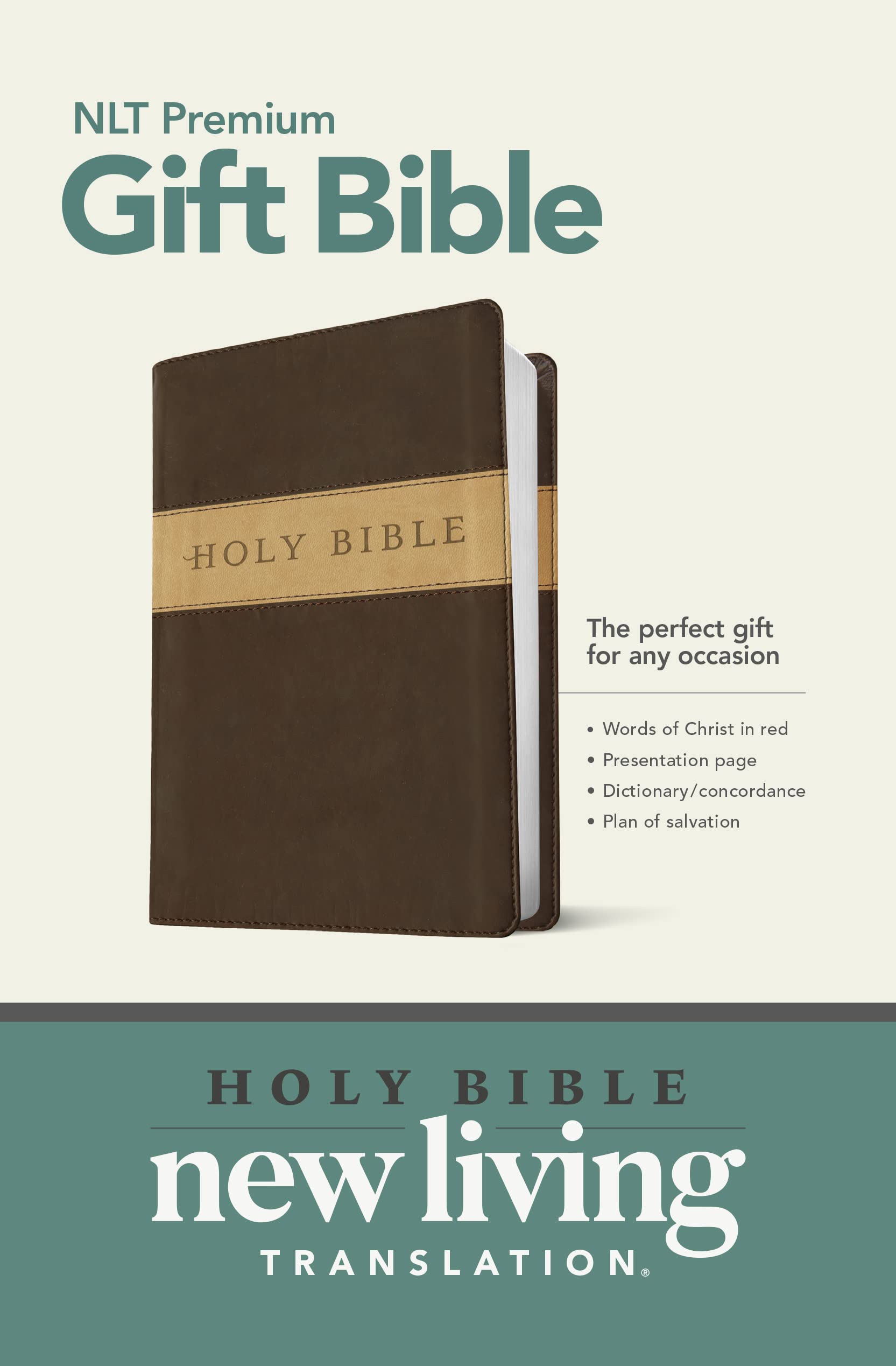 Holy Bible: New Living Translation, Dark Brown/Tan, Tutone, LeatherLike, Gift and Award Religion & Esotericism