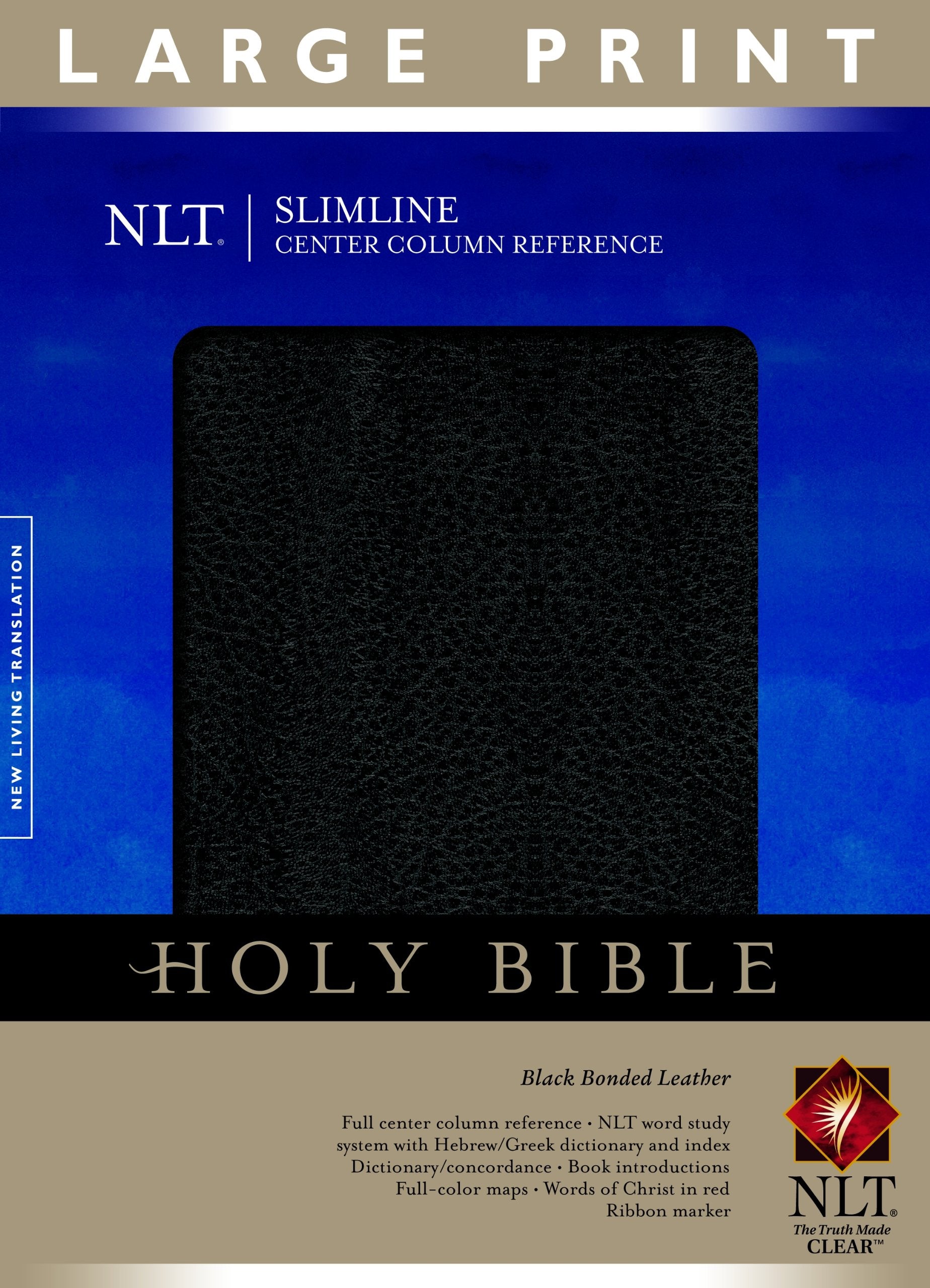 Holy Bible: New Living Translation Black Bonded Leather Slimline Center Column Reference Religion & Esotericism
