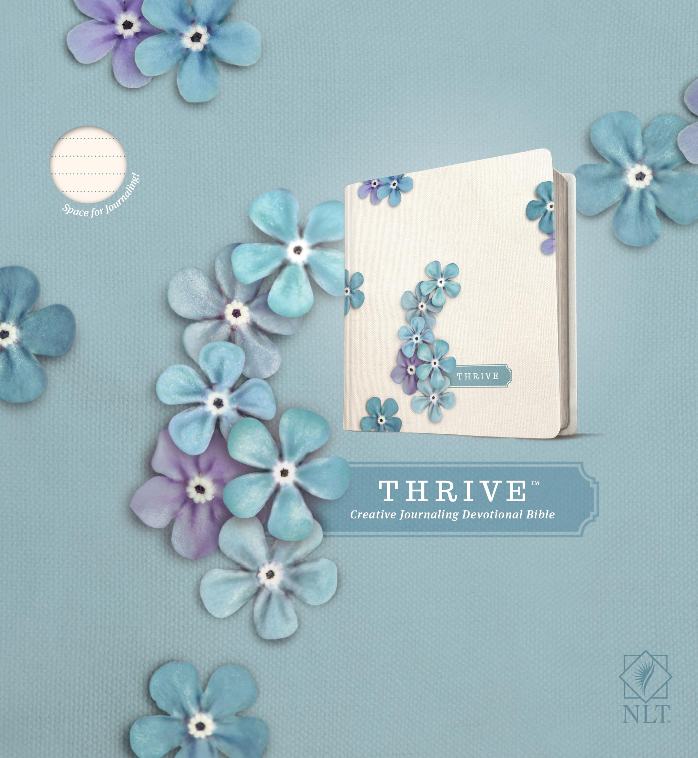 NLT Thrive Creative Journaling Devotional Bible (Hardcover, Blue Flowers) Religion & Esotericism