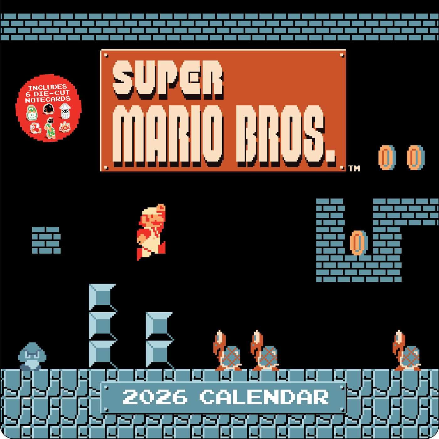 Super Mario Bros. 8-Bit Retro 2026 Wall Calendar + 6 Bonus Die-cut Notecards Social Sciences