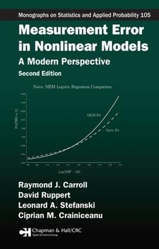 Product Image: Measurement Error in Nonlinear Models: A Modern Perspective, Second Edition (Chapman & Hall/CRC Monographs on Statistics & Applied Probability)
