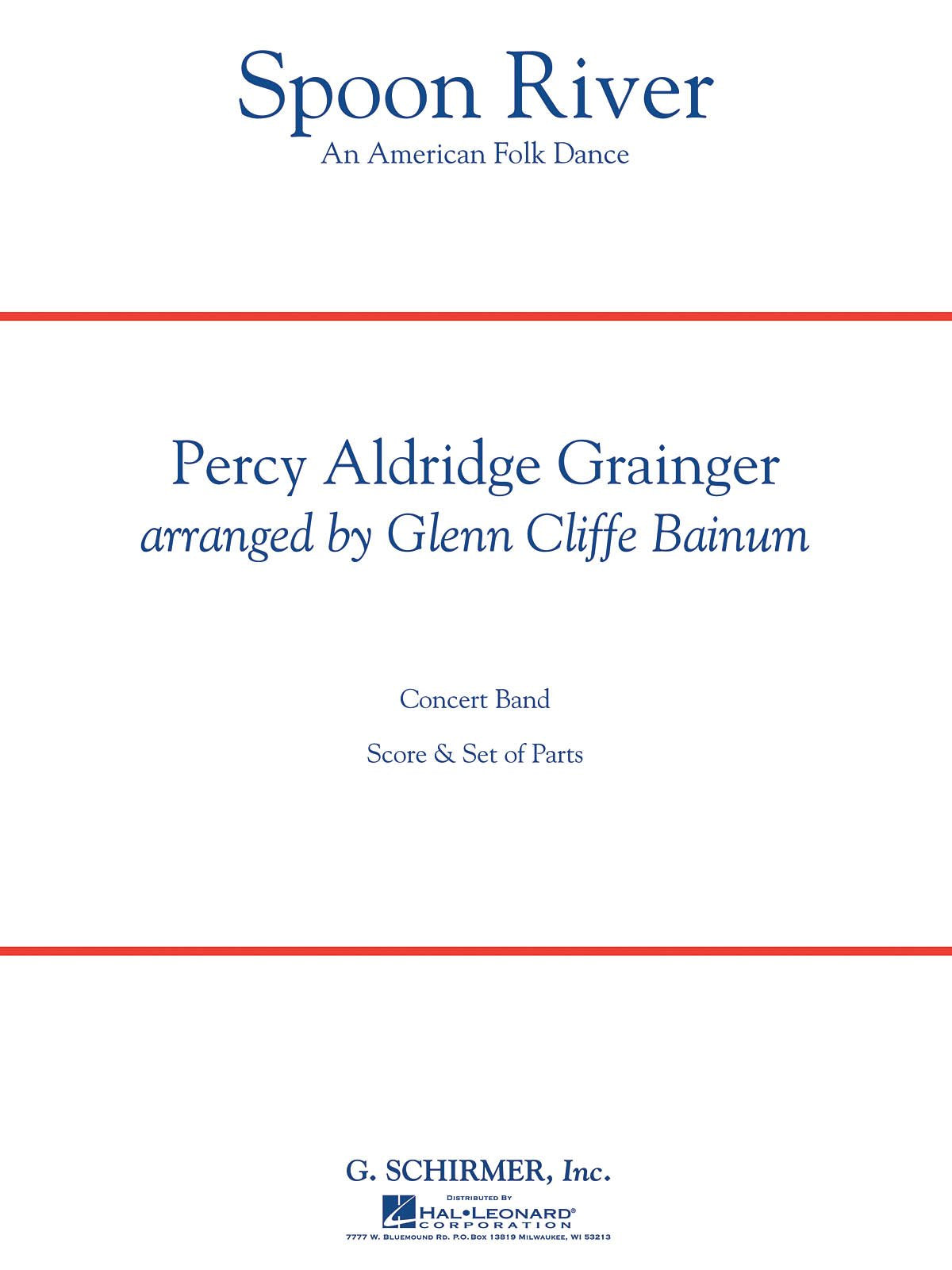 Grainger Percy Spoon River (Arr Bainum Glenn) Concert Band Score/Parts book