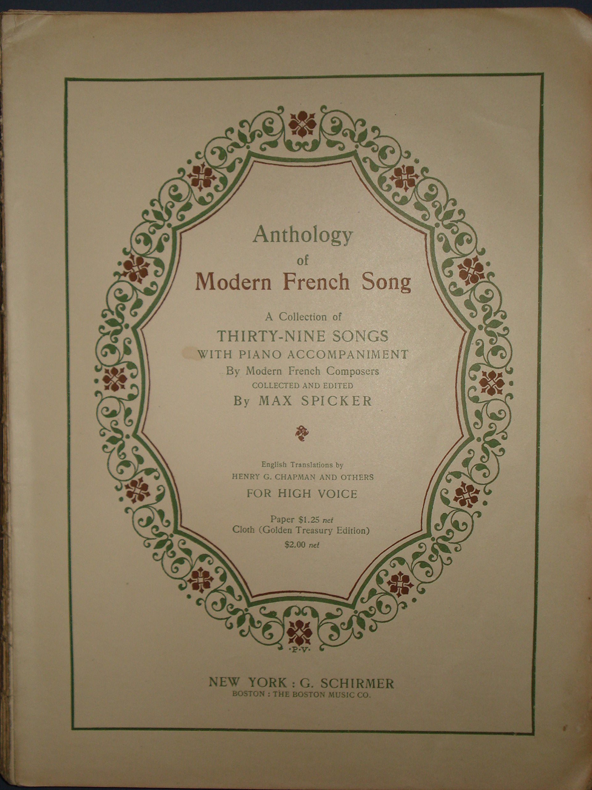 Anthology of French Song for High Voice: A Collection of Thirty-Nine Songs with Piano Accompaniment Sheet Music