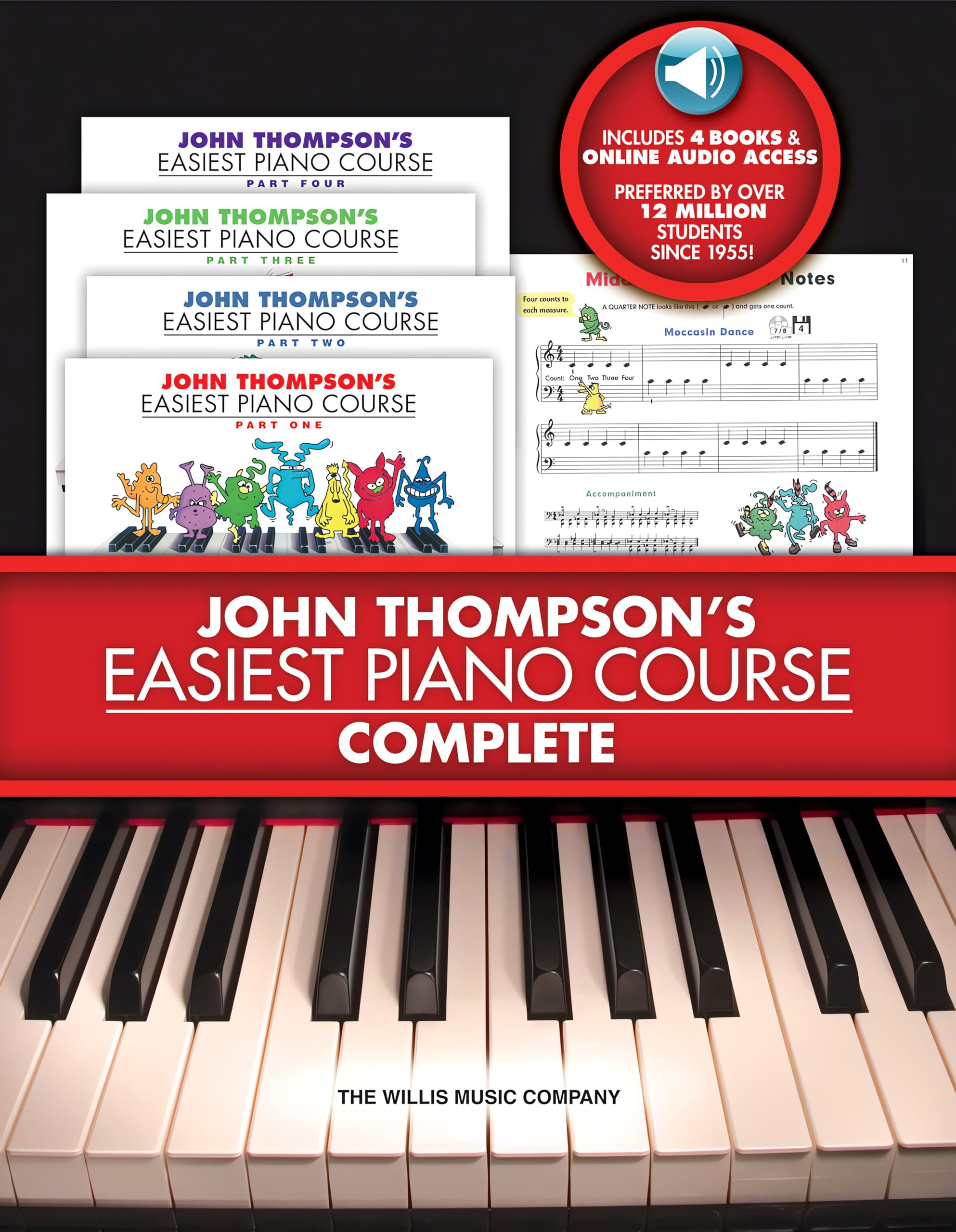 John Thompson's Easiest Piano Course Complete 4-Book Boxed Set with Online Audio Step-By-Step Piano Lessons for Beginners Sheet Music