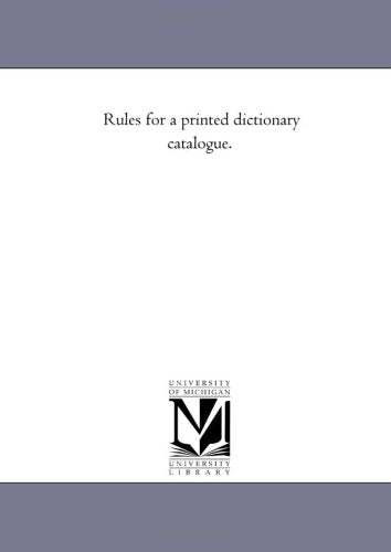 Rules for a printed dictionary catalogue. Politics & History