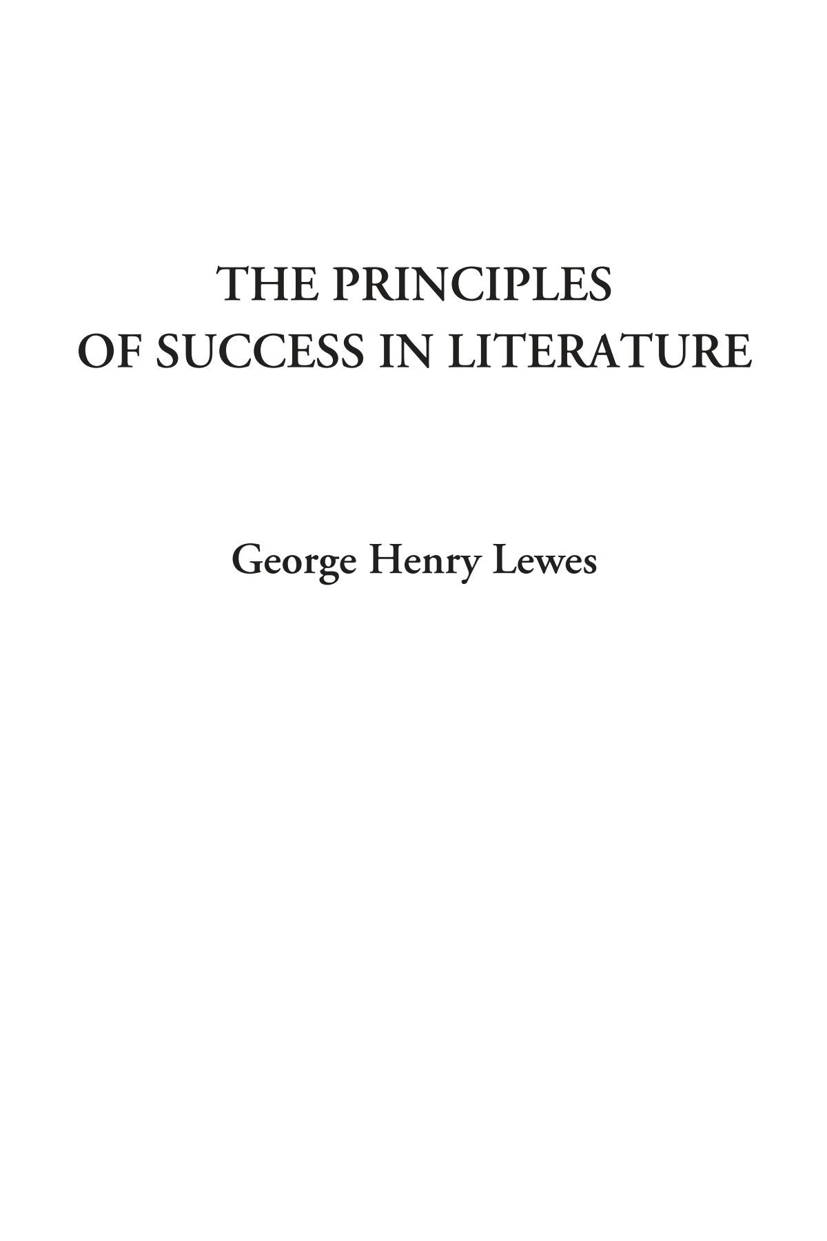 The Principles of Success in Literature Contemporary literature