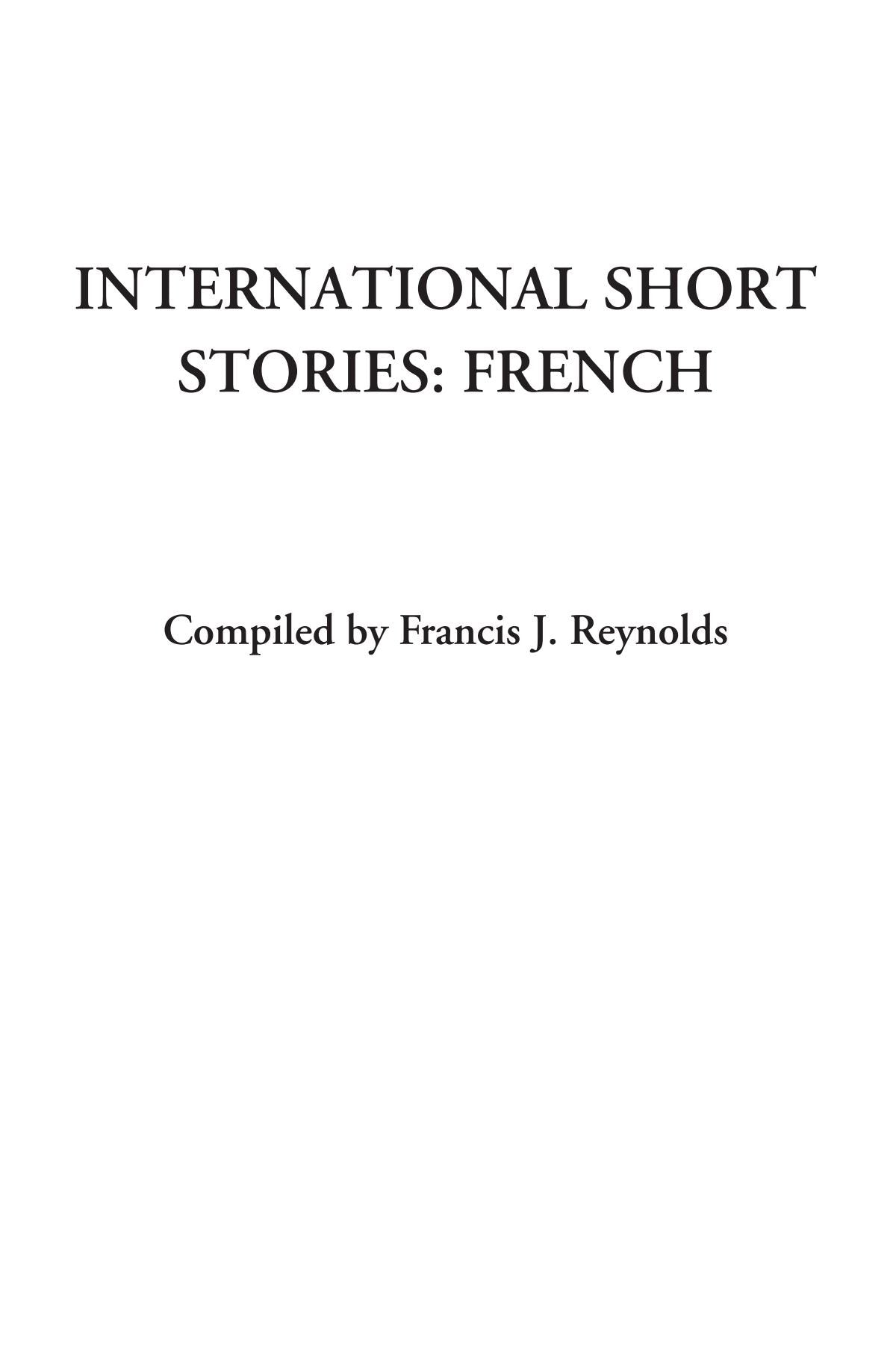 International Short Stories: French Contemporary literature