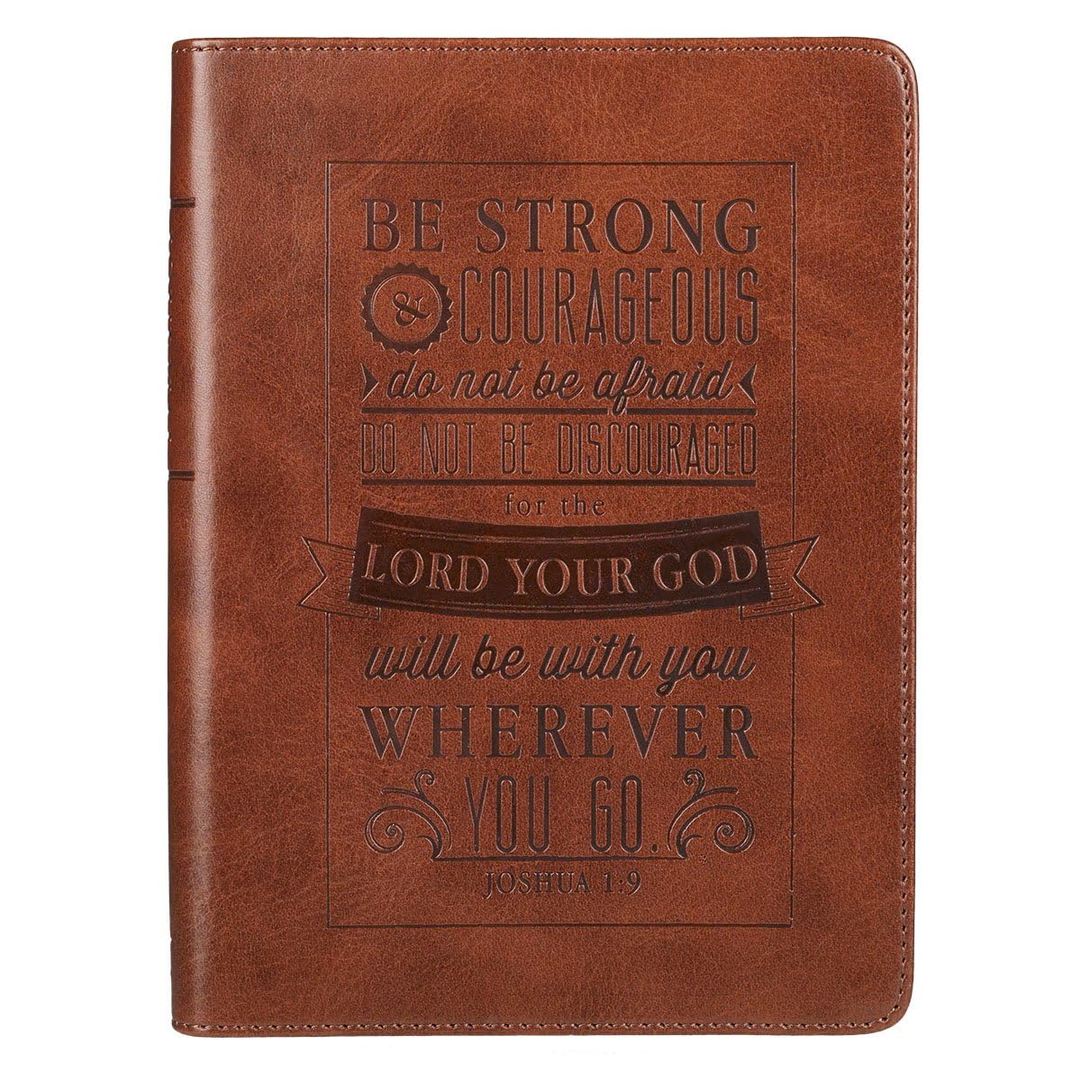 Christian Art Gifts Classic Handy-Sized Journal Be Strong and Courageous Joshua 1:9 Bible Verse Inspirational Scripture Notebook W/Ribbon, Faux Leather Flexcover 240 Ruled Pages, 5.7 X 7, Brown Lifestyle
