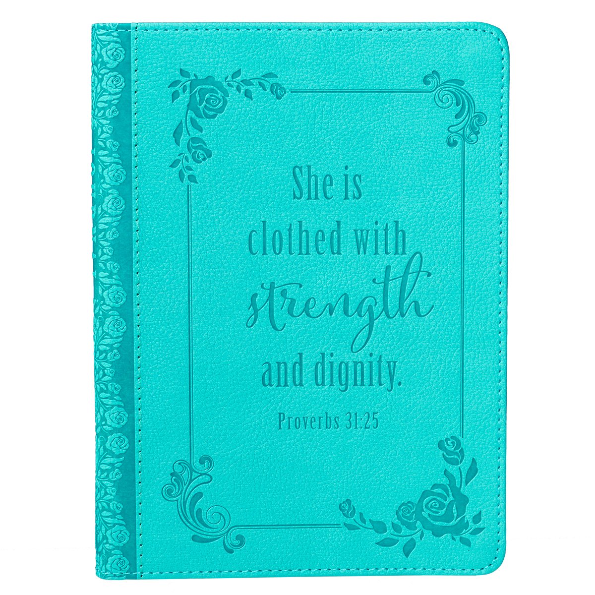 Christian Art Gifts Classic Handy-Sized Journal Strength and Dignity Proverbs 31 Woman Bible Verse Inspirational Scripture Notebook W/Ribbon, Faux Leather Flexcover 240 Ruled Pages, 5.7 X 7, Teal Lifestyle