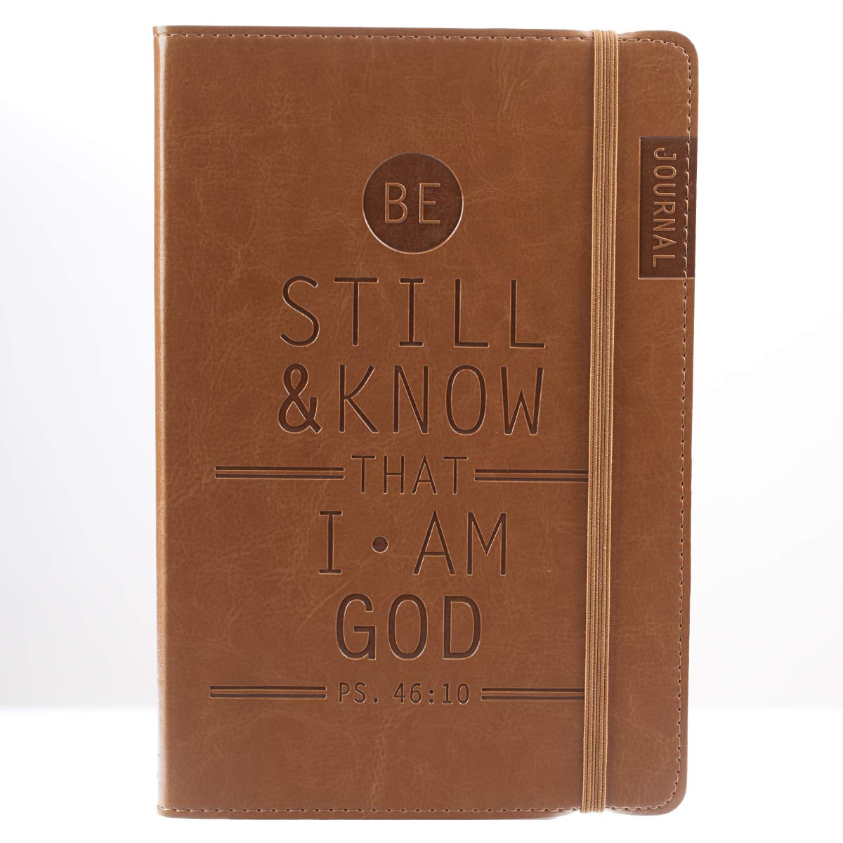 Christian Art Gifts Tan Faux Leather Journal, Be Still and Know - Psalm 46:10, Flexcover Inspirational Notebook W/Elastic Closure 160 Lined Pages W/Scripture, 5.8 X 8.5 Inches Film, Art & Culture