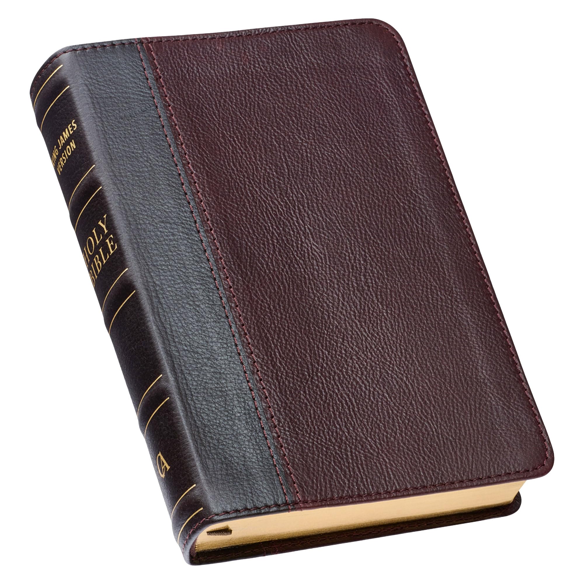 KJV Compact Bible Two-Tone Brown/Brandy Full Grain Leather Religion & Esotericism