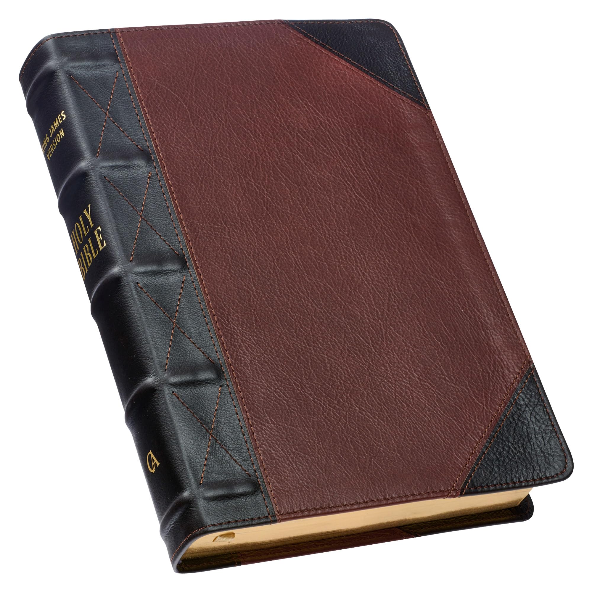 KJV Giant Print Full-Size Bible Two-Tone Brandy/Brown Full Grain Leather Religion & Esotericism