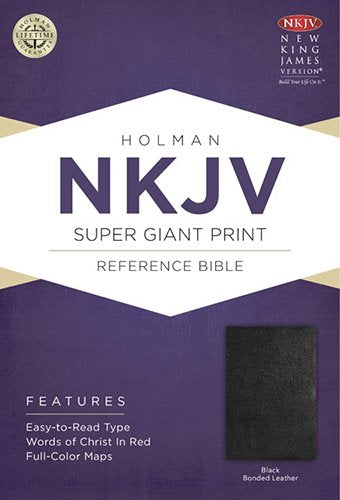 Holy Bible: New King James Version Super Giant Print Reference Bible, Black, Bonded Leather Religion & Esotericism