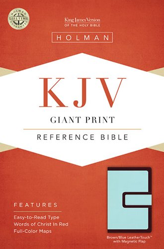 Holy Bible: King James Version Brown/Blue, LeatherTouch Giant Print Reference Bible, With Magnetic Flap Religion & Esotericism
