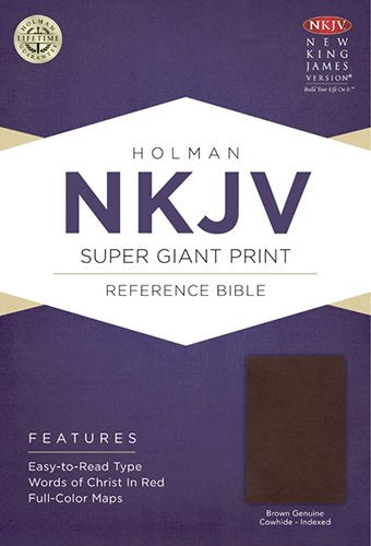 Holy Bible: New King James Version Super Giant Print Reference Bible, Brown, Genuine Cowhide Religion & Esotericism