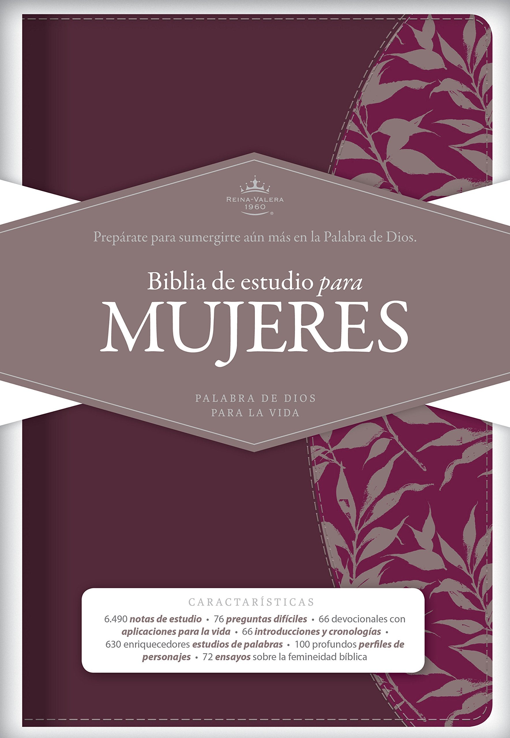 Biblia de Estudio para Mujeres: Reina-valera 1960, vino tinto/fucsia símil piel, Burgundy/Fuchsia LeatherTouch book