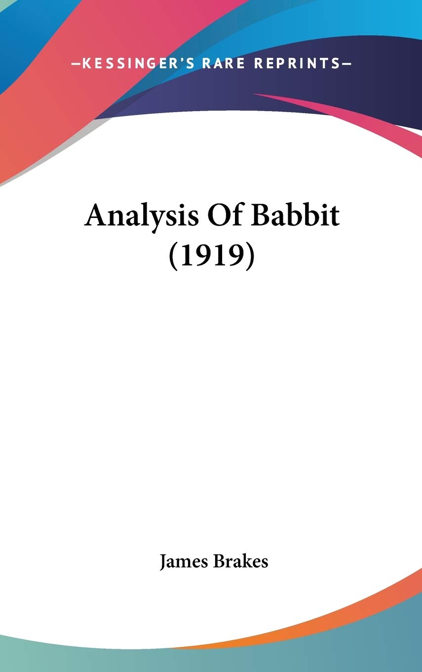 Product Image: Analysis Of Babbit (1919)