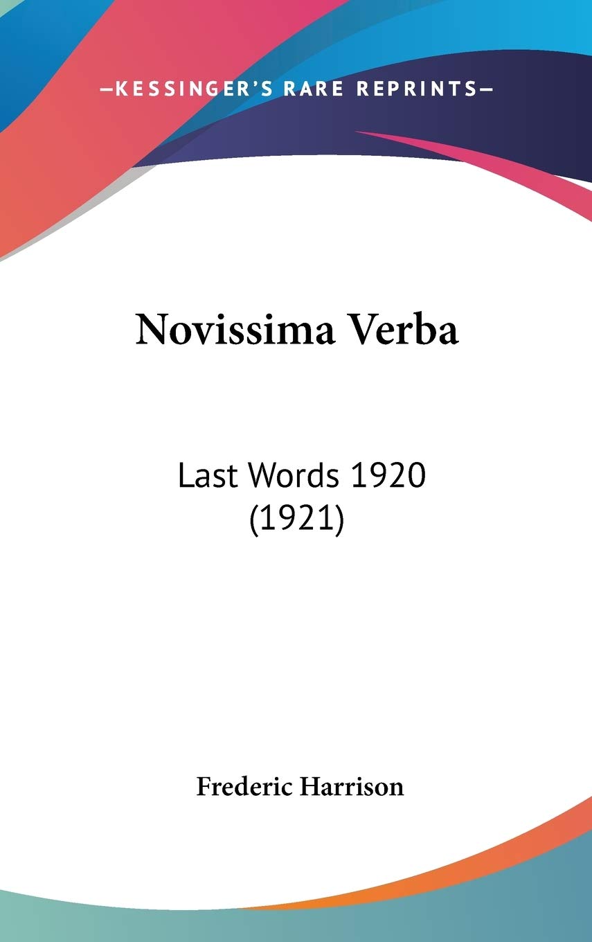 Product Image: Novissima Verba: Last Words 1920 (1921)