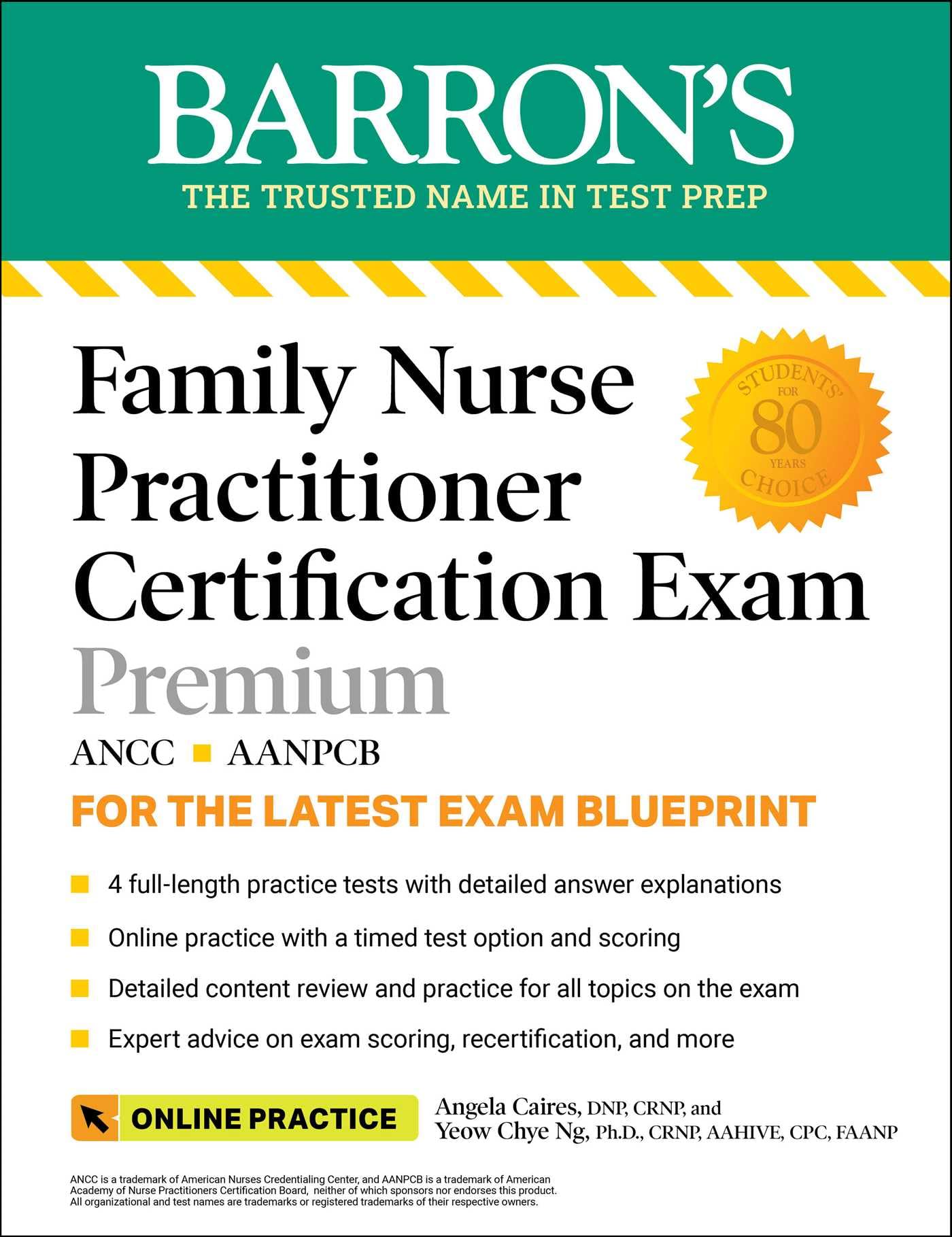 Family Nurse Practitioner Certification Exam Premium: 4 Practice Tests + Comprehensive Review + Online Practice: With 4 Practice Tests (Barron's Test Prep) Medicine