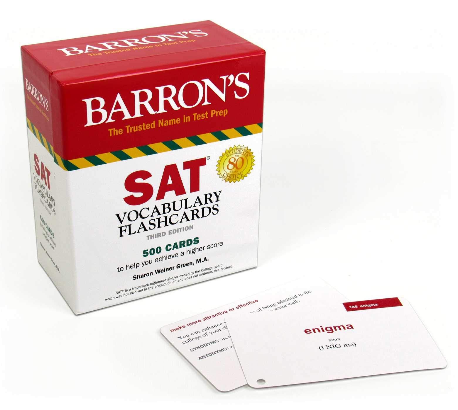SAT Vocabulary Flashcards: 500 Cards Reflecting the Most Frequently Tested SAT Words + Sorting Ring for Custom Study book